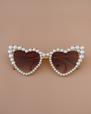 Heart Glasses Gold Sparkle Pearl