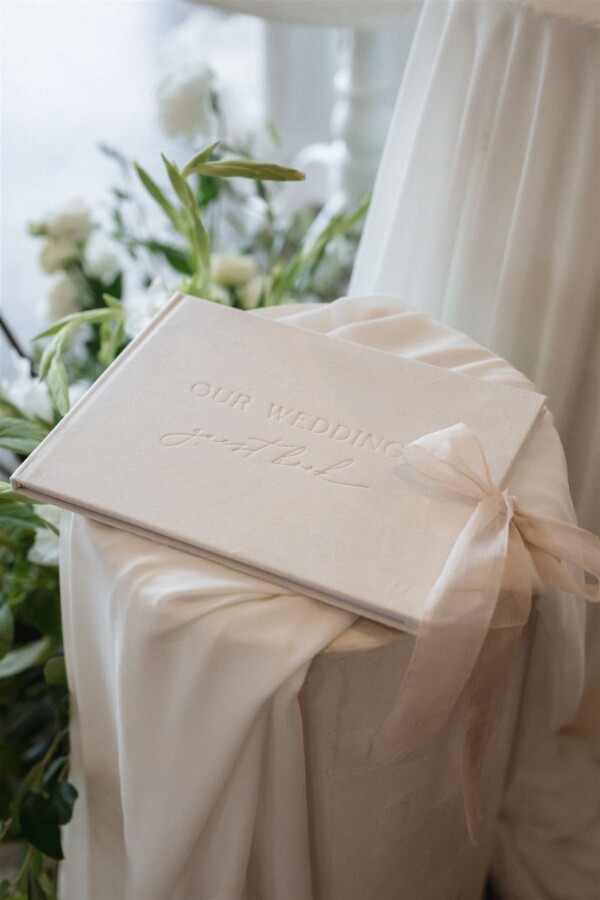 Wedding Guest Book Velvet Ivory + Keepsake Box