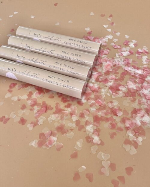 Biodegradable Confetti Cannon - Pink & White Hearts