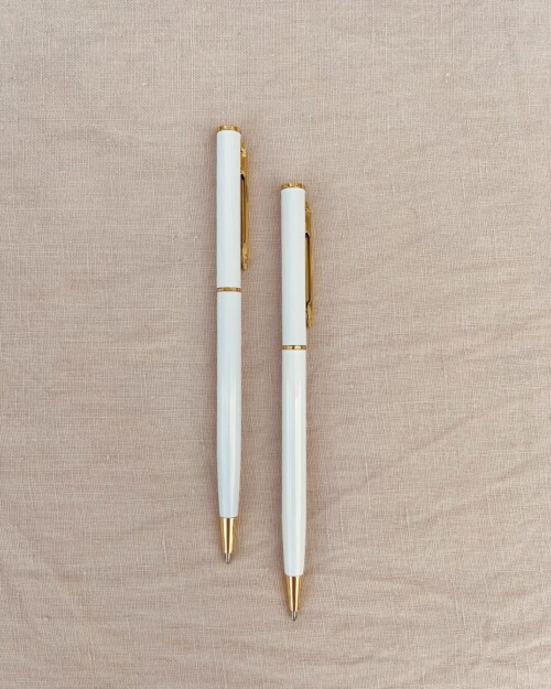 White & Gold Wedding Pen - Boxed Pair